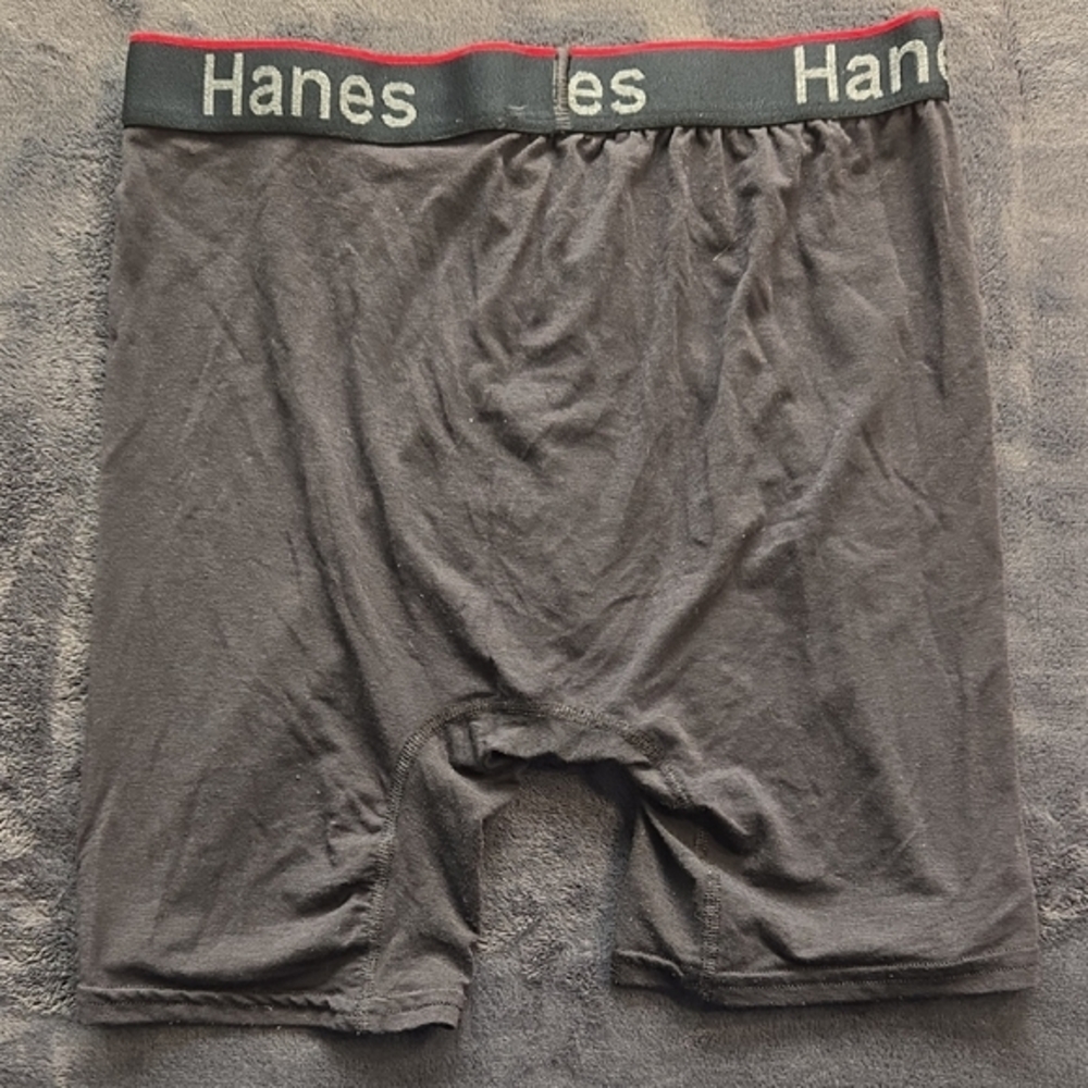 Hanes Black Boxer Briefs Longer Leg Cotton Blend - Picture 5 of 5